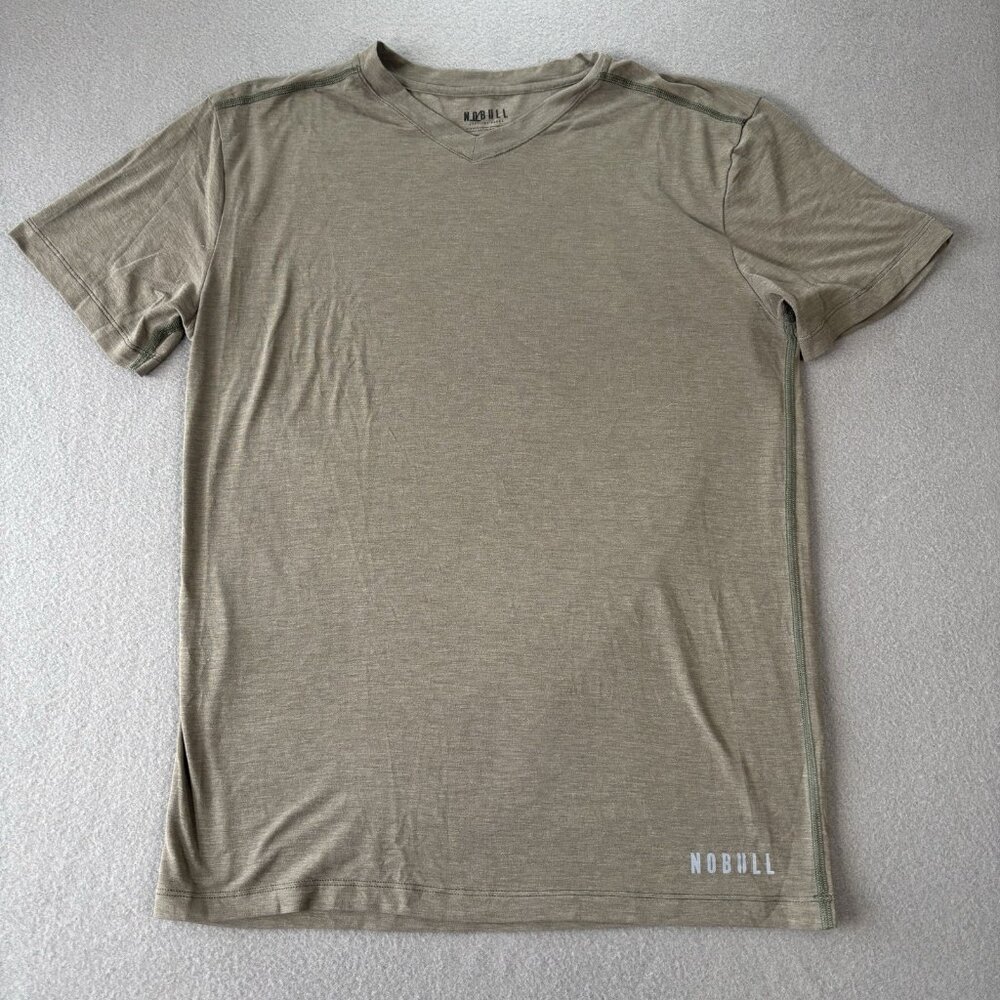 NOBULL Mens‎ M Green Performance Tee Shirt V-Neck TENCEL Stretch Gym Workout Run